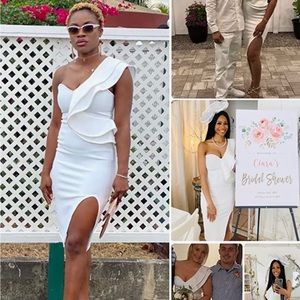 Women's One Shoulder Sleeveless Knee Length Side Split Fashion Bandage Dress